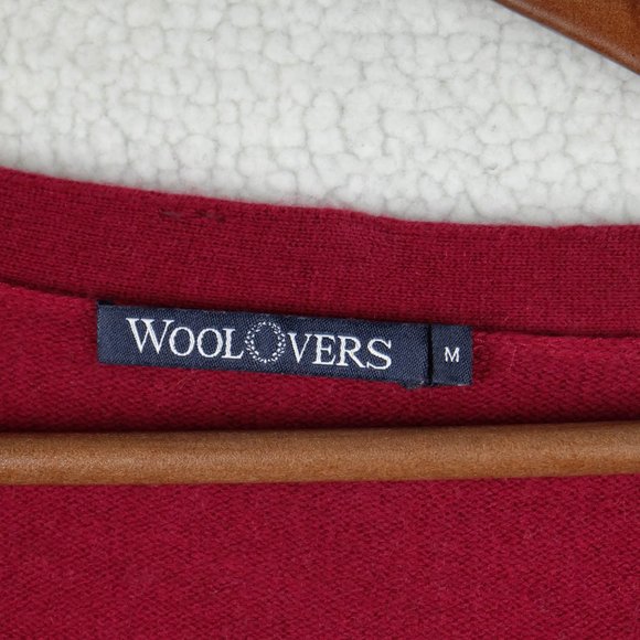 Woolovers Cardigan Womens Medium Red Burgandy Cashmere Merino Button Up Preppy - Picture 6 of 12